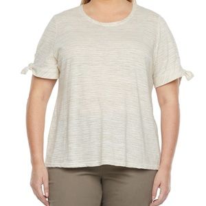 NWT Liz Claiborne White Stripe Bow Sleeve Shirt